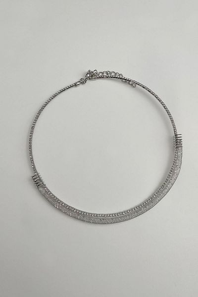 Modex Wicker Wire Detailed Row Jewelled Choker Necklace (DIAMETER 12CM)