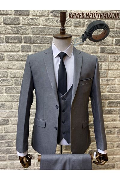 BYBEYEMS GİYİM Smoked Gray Dobby Suit