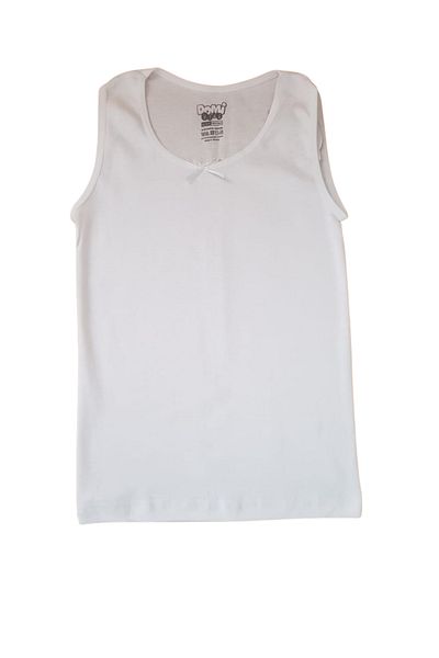EQRU Tricou pentru fetiță, 3 piese, cu bretele groase, 100% bumbac - alb 2-9 ani