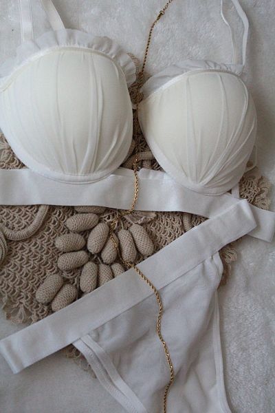 blackstrip Mussel Model Satin Stripe Padded Bra Panty Set - Bralet and Panty Set