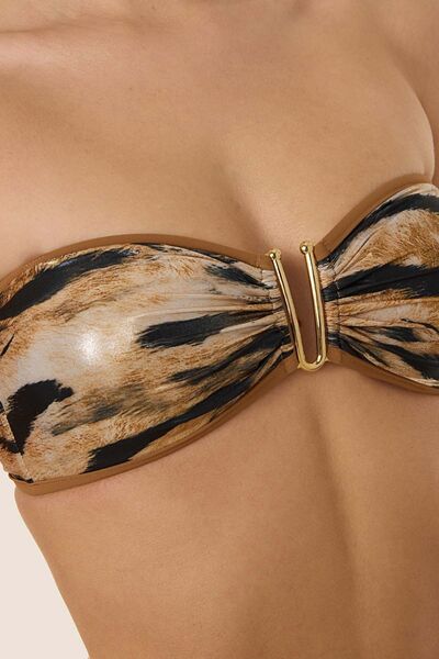 AYYILDIZ 4639 Parlak Kahverengi Straplez Bikini Takımı