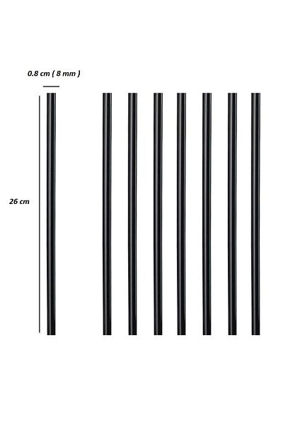 Ekosepet 8 Mm 26 Cm Gelatin-Free Black Straws - 100 Pieces