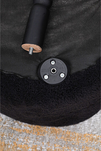 PUFMANYA ETNA MİX SİYAH PELUŞ DOĞAL SİYAH GÜRGEN AYAKLI PUF KOLTUK BENCH