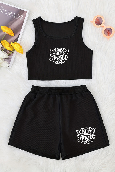 MYADA Design special - Set pantaloni scurți crop din bumbac imprimat