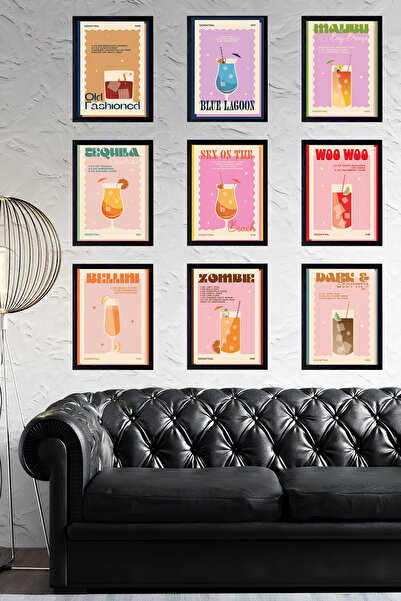 TABLOX Vintage Vibes Cocktail Collection Set de pictură MDF modern, cu aspect...