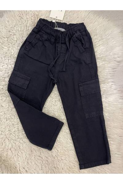 Linoş Kids Çocuk Jeans Pantolon Bel Lastikli Cepli Rahat Kot