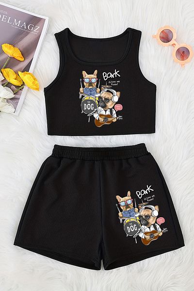MYADA New Season Printed Crop Shorts and Top Set