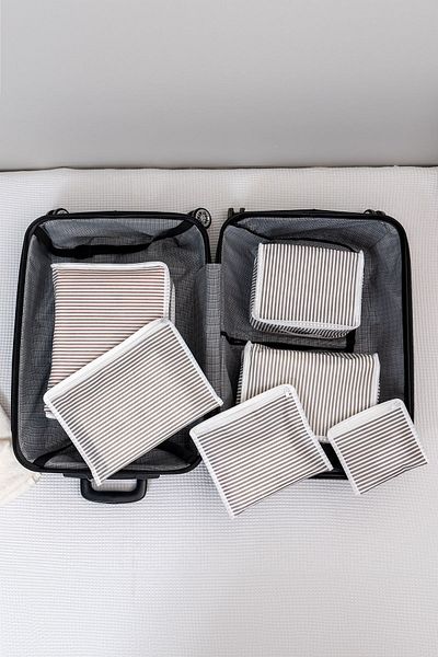 ADARYA HOME Striped 6-Piece Suitcase Organizer Set
