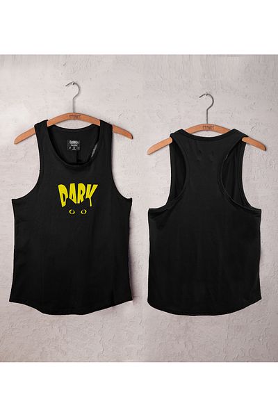 Darkia قميص داخلي للياقة البدنية للرجال - تي شيرت رياضي بدون أكمام مطبوع عليه قطة داكنة، Y-Back Gym