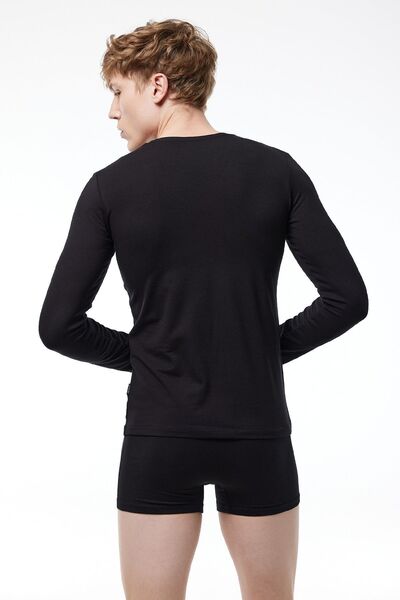 Malabadi Ανδρικό μαύρο μακρυμάνικο Lycra Modal Body 059 με λαιμόκοψη V