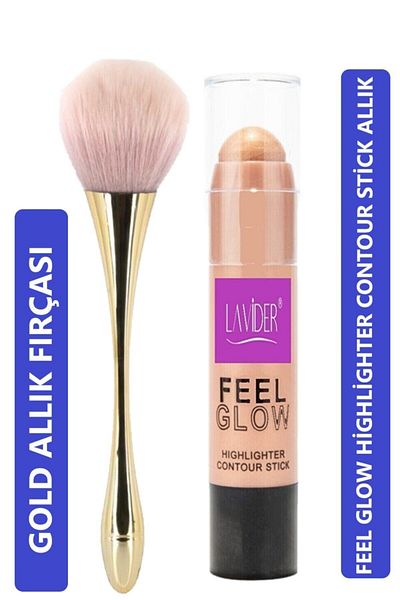 Lavider Gold Curved Blush Brush - Feel Glow Highlighter Contour Stick Blush 2