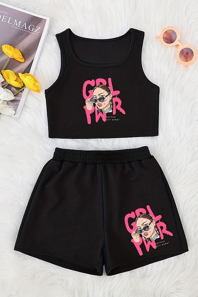 MYADA New Season Printed Crop Shorts and Top Set