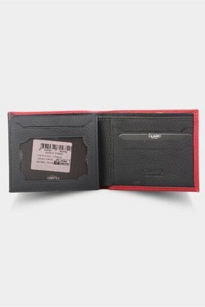 GUARD Matte Red - Black Horizontal Leather Wallet - 1336