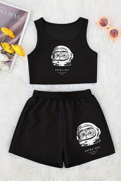MYADA New Season Printed Crop Shorts and Top Set
