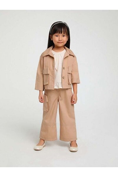 Escabel Kız Çocuk Bel Lastikli Büyük Cepli Bol Paça Pantolon