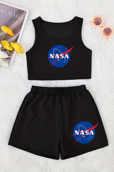 MYADA Design special - Set pantaloni scurți crop din bumbac imprimat