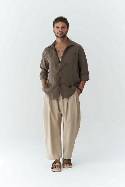 MAİ COLLECTİON Pánska košeľa Jeremy Khaki