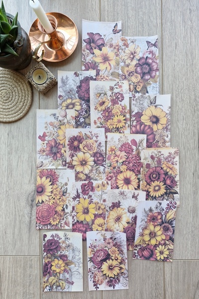 Mona Craftist مجموعة من 15 قطعة من ورق القصاصات بتصميم زهرة عتيقة - مجلة رصاص...