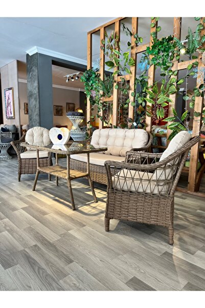 ALKANAT MOBİLYA Rattan 2'li oturma grubu bahçe takımı