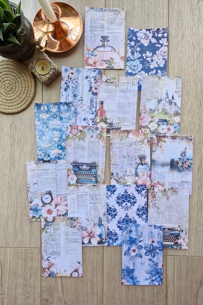 Mona Craftist 15 Adet Eskitme Vintage Çiçek Temalı Scrapbook Kağıt Seti Bulle...