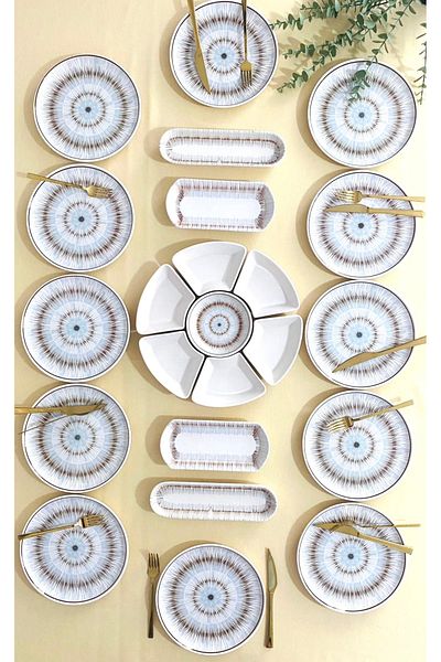 VENÜS HOME DECORATION Blue Eyes - 23 Piece Breakfast Set for 12 People