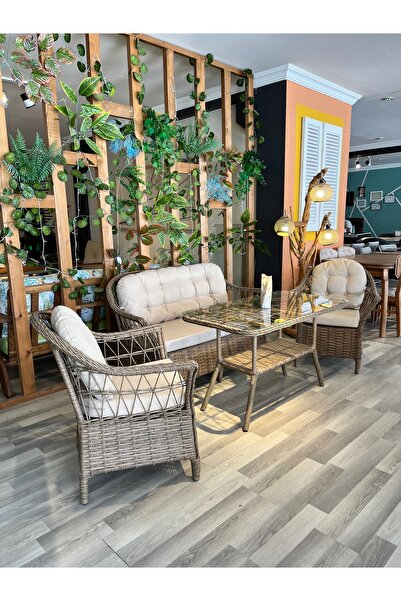 ALKANAT MOBİLYA Rattan 2'li oturma grubu bahçe takımı