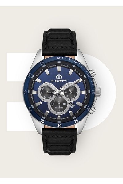 Bigotti 5 ATM Waterproof Genuine Leather Men's Wristwatch - Active Functions