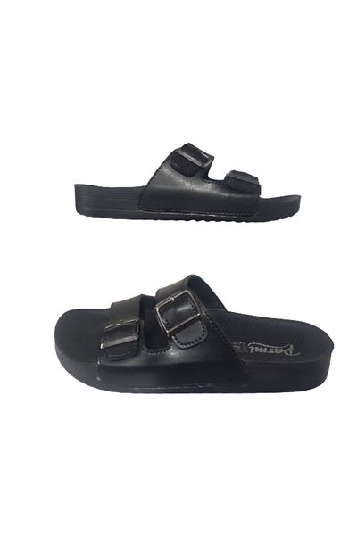 PARMİ Parmi Unisex Μαύρες κομψές καθημερινές παντόφλες - Διπλή πόρπη, prmi658-3