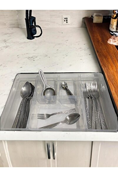 Bayev Luna 5 Drawer - 2 Pieces, 5 Compartments, Spoon and Knife Organizer with Lid