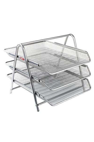 Bigpoint Metal Perforated Document Shelf 3 Pieces Silver