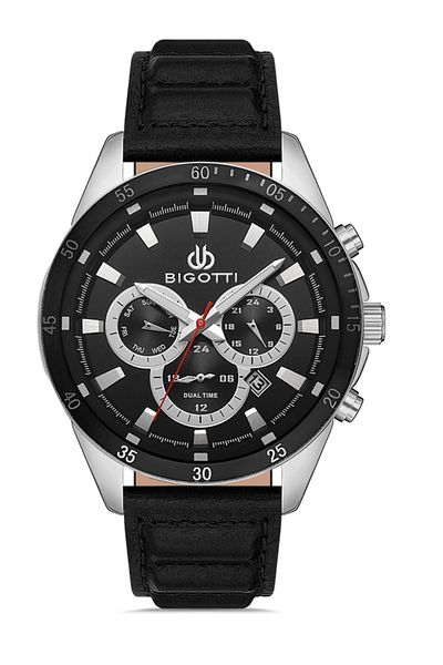 Bigotti 5 ATM Waterproof Genuine Leather Men's Wristwatch - Active Functions