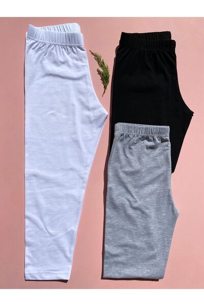 LEYNA BUTİK 3 قطع من سراويل كابري نسائية من القطن الليكرا الناعم باللون الأسو...