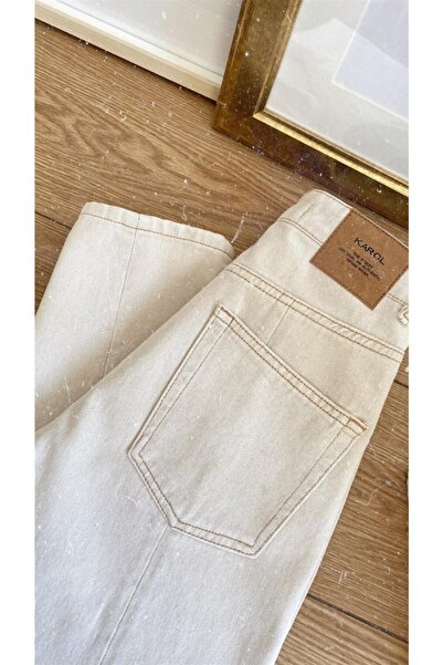 MAKRAS EXCLUSIVE Penolope Women's - Milky Beige Color Mom Jean