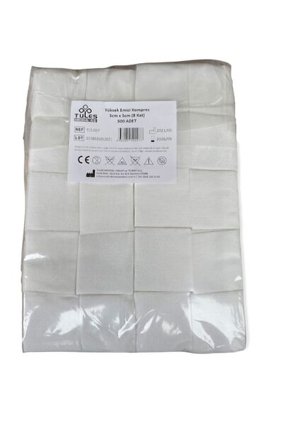 Tules Medikal Yüksek Emiş Spanç 5x5 8 Kat 500 Lük Non-Woven