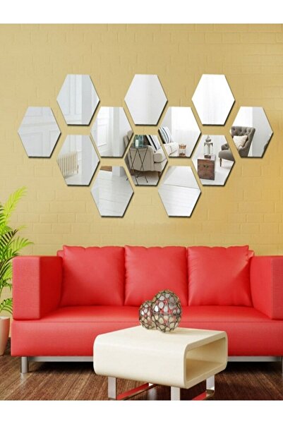 SeHa Design Seha Pleksi Akrilik Bal Peteği Gümüş Altıgen Süs Akrilik Ayna 11x...