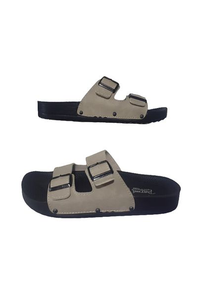 PARMİ Parmi Unisex Cream Daily Stylish Slippers - Διπλή πόρπη, prmi658-3