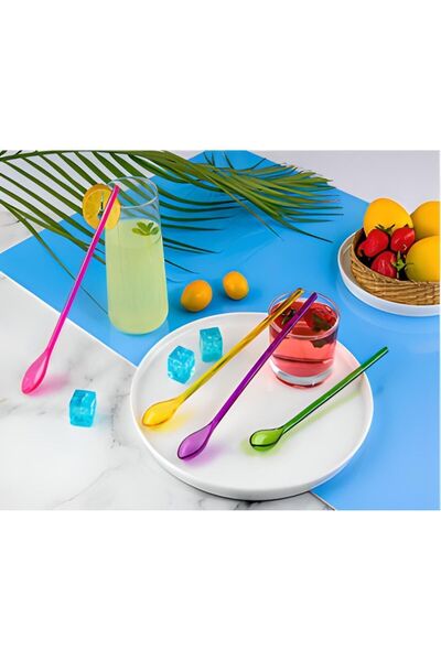 Genel Markalar Bal Dondurma Kaşığı 4 Adet 23 cm - Kaşık Plastik - Uzun Bardak...