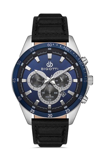 Bigotti 5 ATM Waterproof Genuine Leather Men's Wristwatch - Active Functions