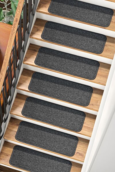 Stepmat Kare Bukle Halıdan Ekonomik Basamak Ve Merdiven Paspası - Koyu Gri / Adet Olarak Satılır