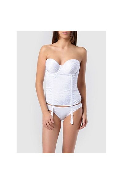 Magic Form 9270 Bustieră lungă fără spate din țesătură cu model - albă