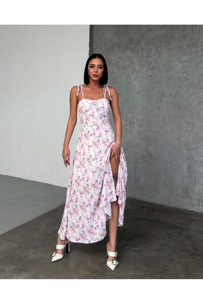 S&A Collectionn Γυναικείο φλοράλ μάξι φόρεμα με κορδόνι με επένδυση Glop