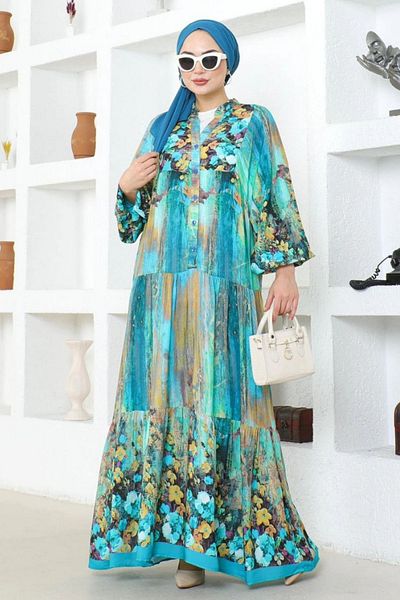 TIWCO Rochie din viscoză cu model floral abstract