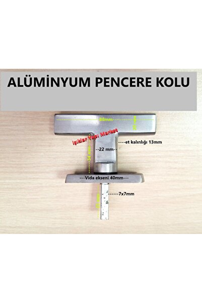 Özgür Ahşap Pencere Kolu-Mandal Sapı-Alüminyum Gri Renk (1Adet) Vida Hediyeli