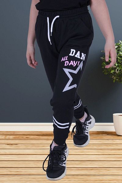 FYK COLLECTİON Pantaloni de trening pentru fete cu dungi imprimate cu litere și detalii cu stele