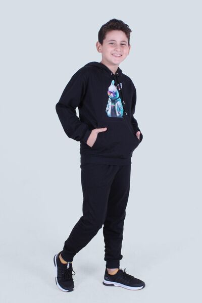 FYK COLLECTİON Set de trening cu glugă pentru băiat cu imprimeu din 3 piese