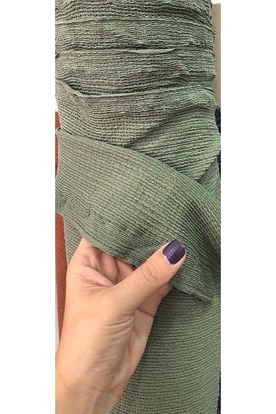turkanlarhome Knitted Bürümcük Fabric Lycra Double Top Khaki Color (Crop-blouse-trousers-dress etc.)
