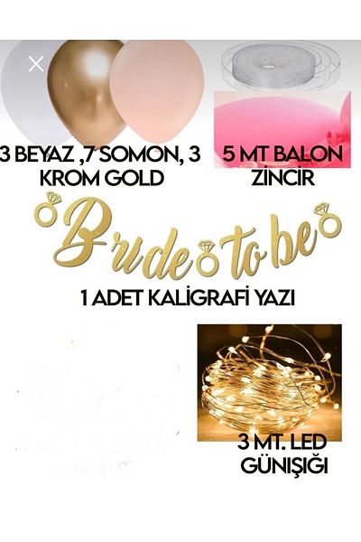 Deniz Party Store GoldBridetoBe- FairyLedLighted Calligraphy Salmon Set