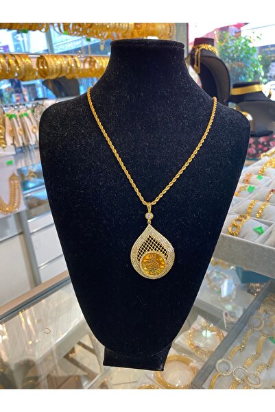 gülen dm Altın Kaplama Halat Zincirli Tuğra Kolye