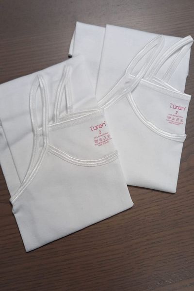 TÜREN 418 Tricot de corp pentru fete din 2 piese șiruri-alb