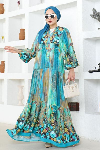 TIWCO Rochie din viscoză cu model floral abstract